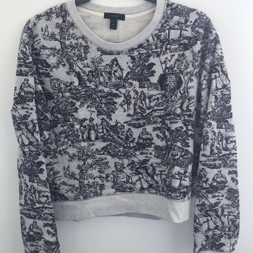 J Crew Like New Toile Cropped Sweatshirt, Sz S